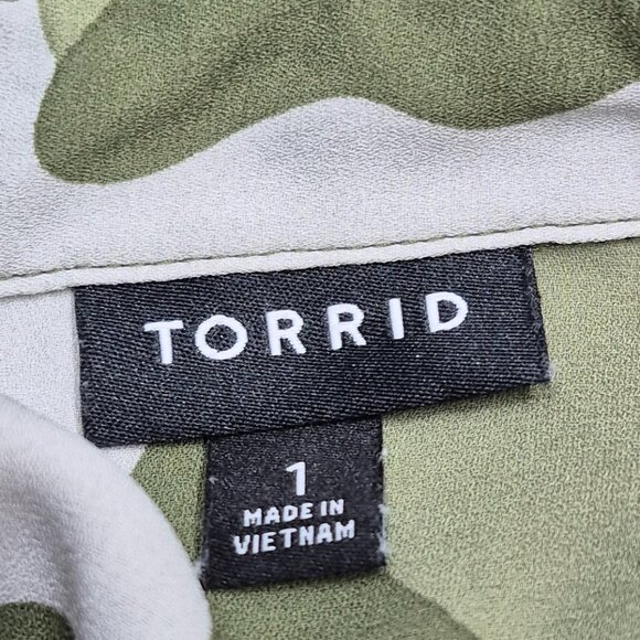 Torrid Georgette Relaxed Shirt Camo Long Sleeve Collared Women's Plus Size 1X - Picture 6 of 11